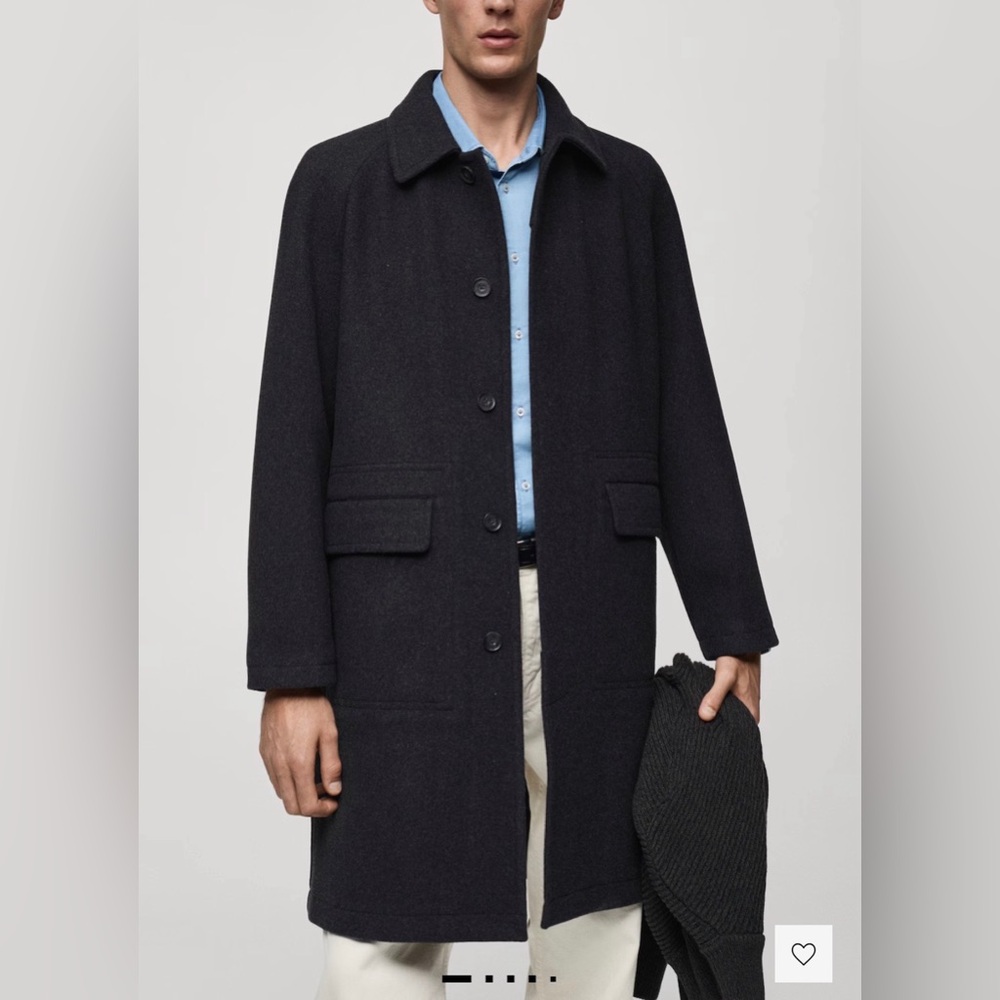 Mango Charcoal Wool Blend Coat